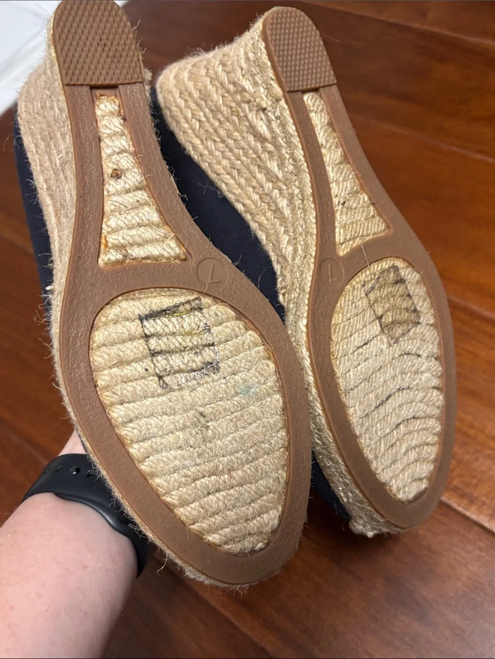 J. Crew Navy Blue Canvas Espadrille Wedge Pumps - Picture 3 of 3